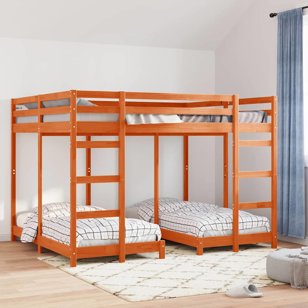 vidaXL Triple Bunk Bed Frame Solid Pine Wood
