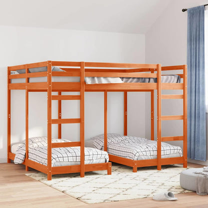vidaXL Triple Bunk Bed Frame Solid Pine Wood