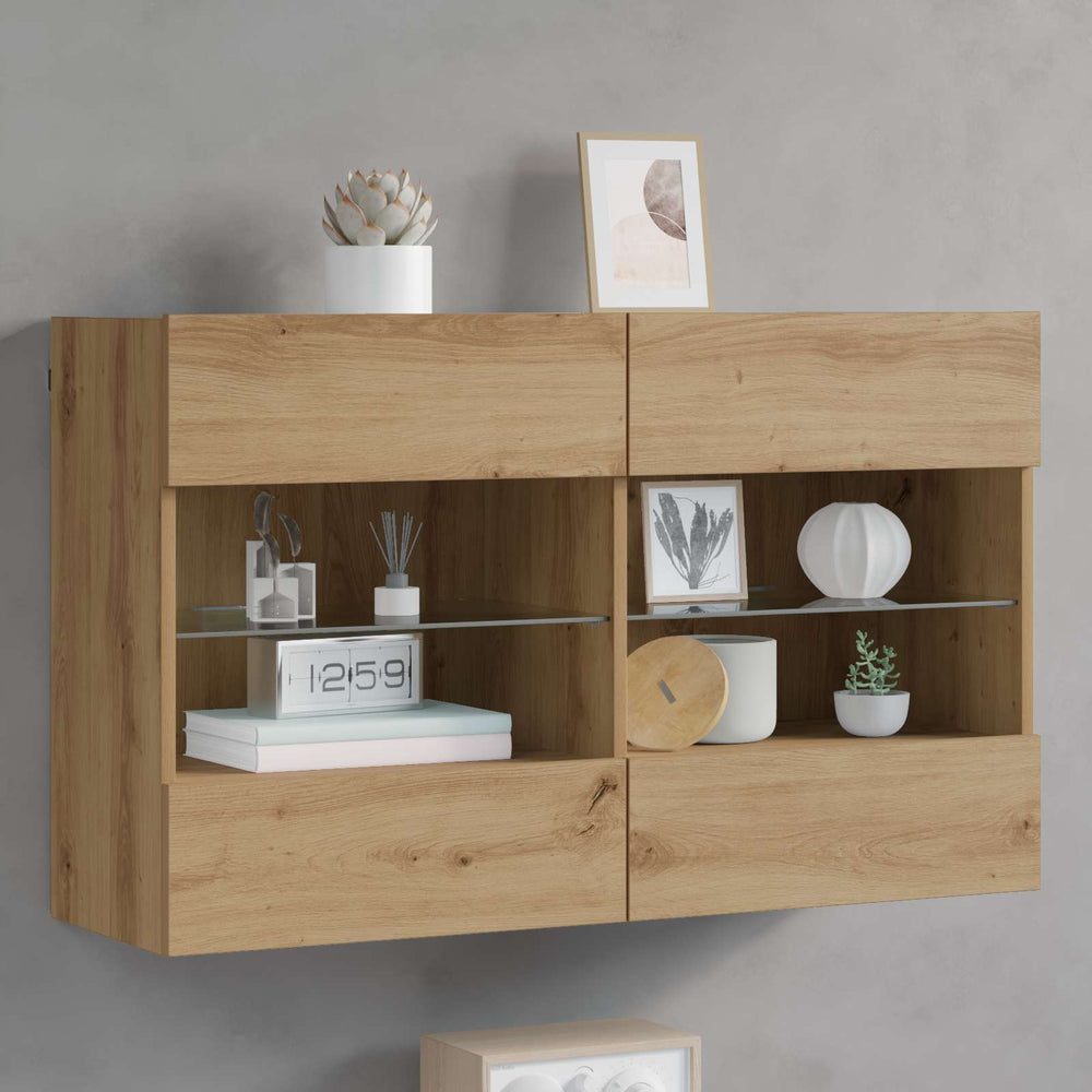 vidaXL TV Wall Cabinet with LED Lights 98.5x30x60.5 cm