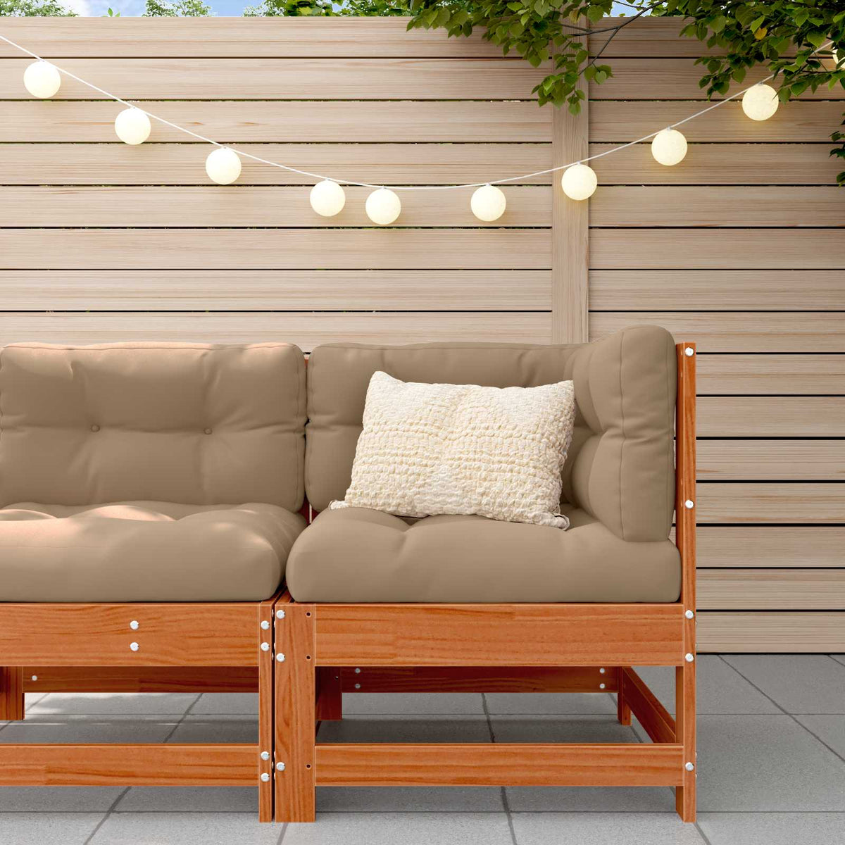Garden Solid Pine Wood Wax Brown 62 x 62 x 70.5 cm Wax Brown Pinewood Corner sofa