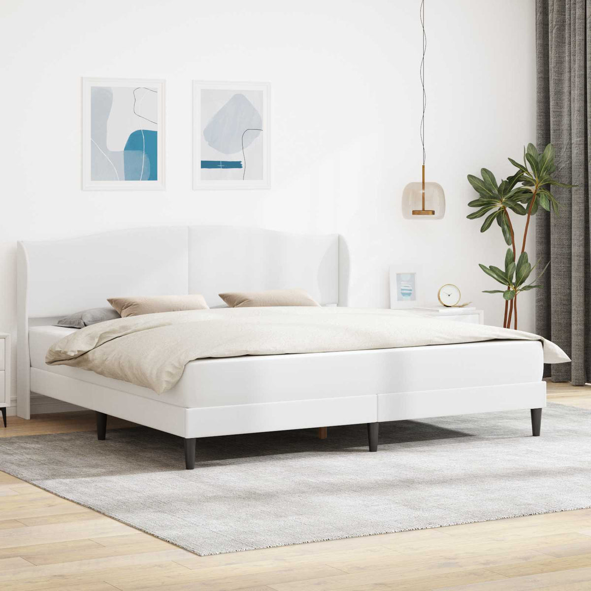vidaXL Bed Frame with Mattress White 180 x 200 cm Faux Leather 1