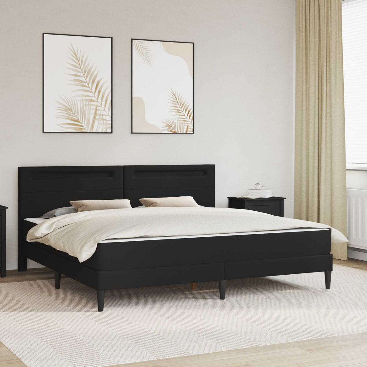 Bed Frame with Mattress 180 x 200 cm Faux Leather Black