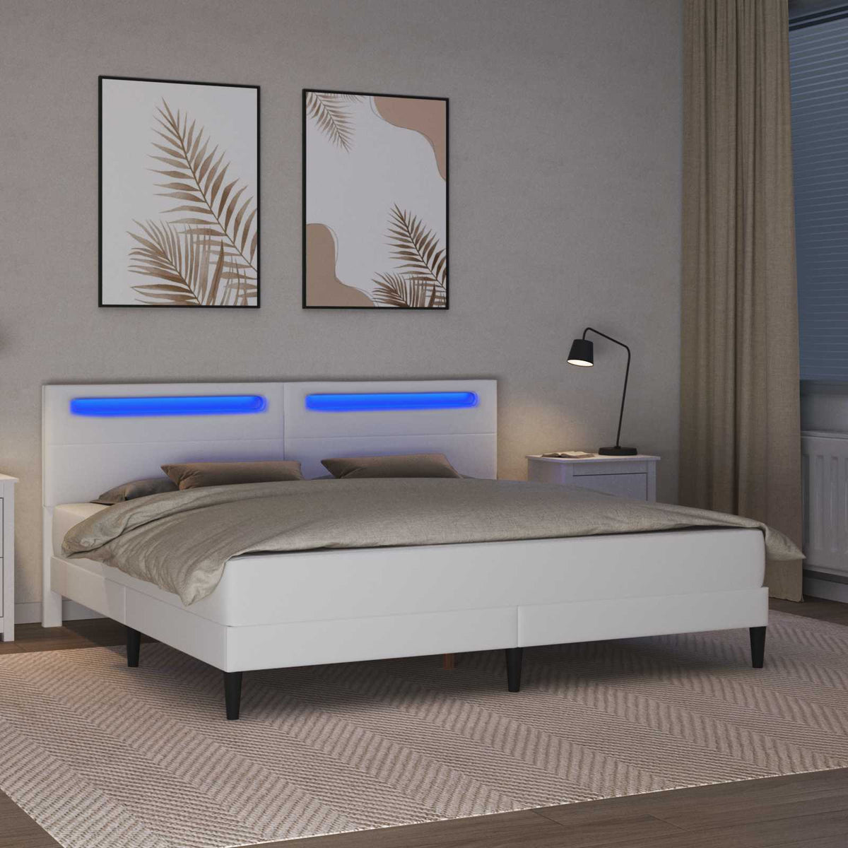 vidaXL Bed Frame with Mattress White 180 x 200 cm Faux Leather 4