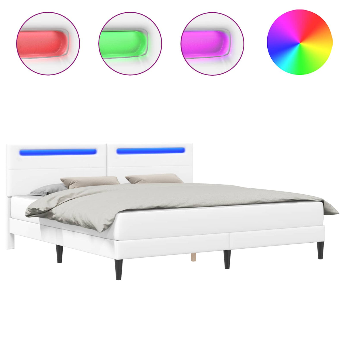 vidaXL Bed Frame with Mattress White 180 x 200 cm Faux Leather 2