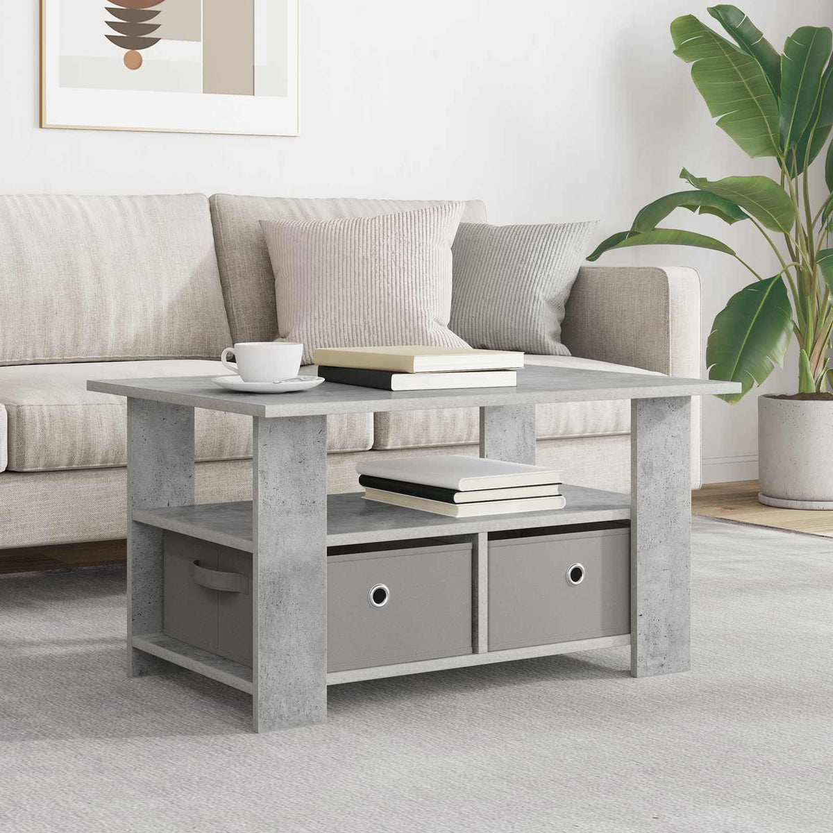 Coffee Table 77 x 55 x 42 cm Engineered Wood Concrete grey