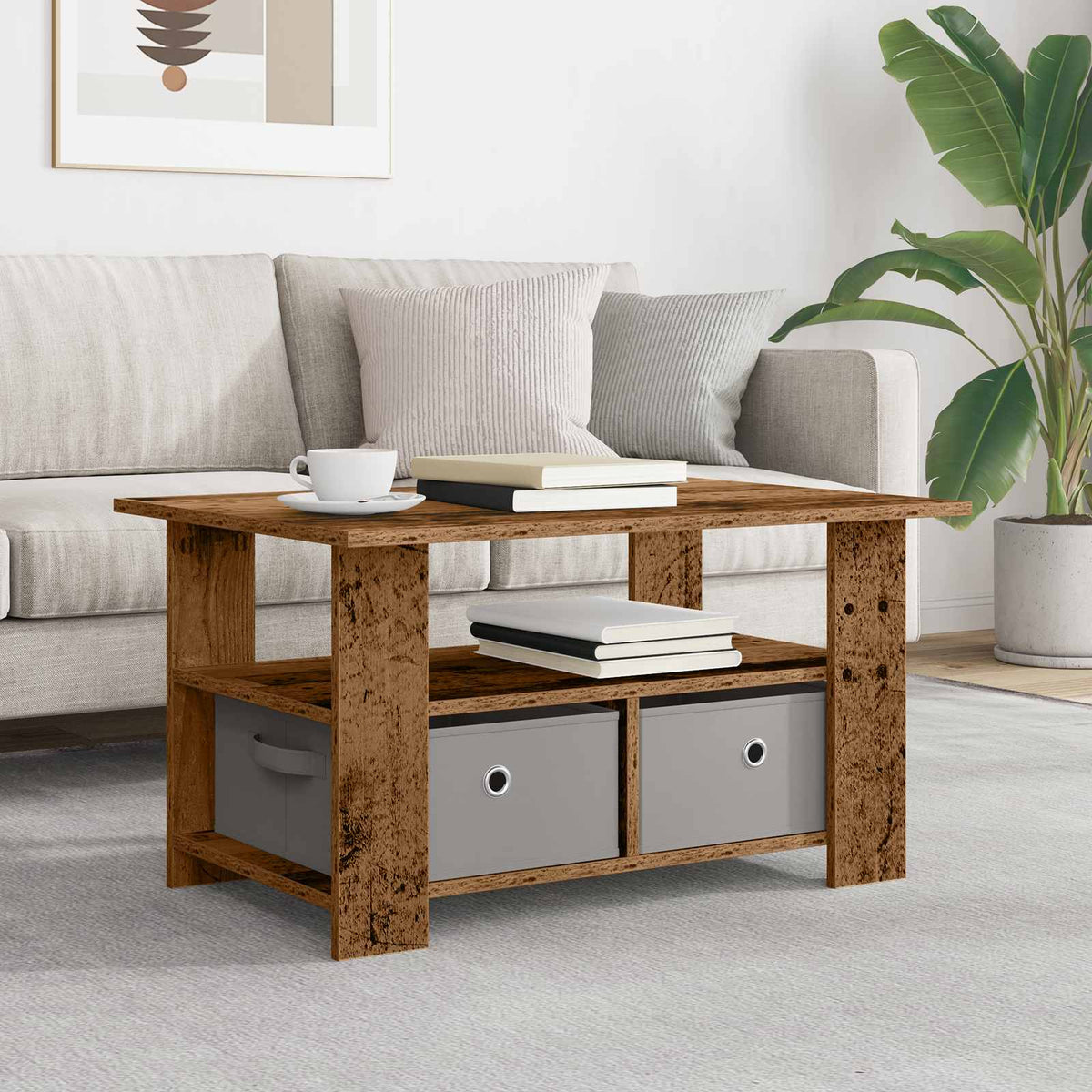 Coffee Table 77 x 55 x 42 cm Engineered Wood Old wood