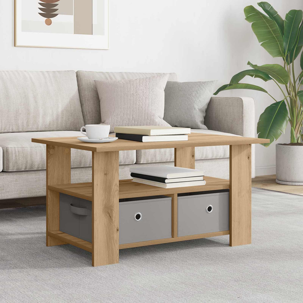 Coffee Table 77 x 55 x 42 cm Engineered Wood Artisan oak