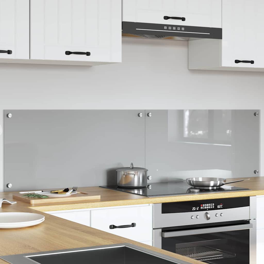 Kitchen Backsplash 70 x 40 cm Tempered Glass 2 pcs Light Grey 80 cm