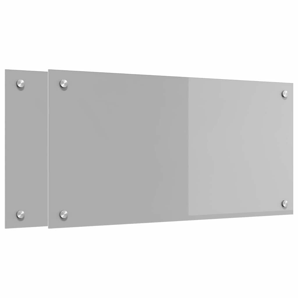 Kitchen Backsplash 70 x 40 cm Tempered Glass 2 pcs Light Grey 80 cm