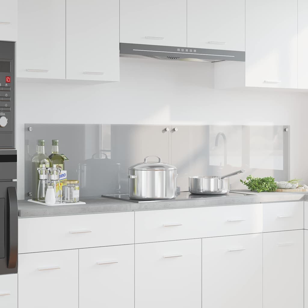 Kitchen Backsplash 70 x 40 cm Tempered Glass 2 pcs Light Grey 90 cm