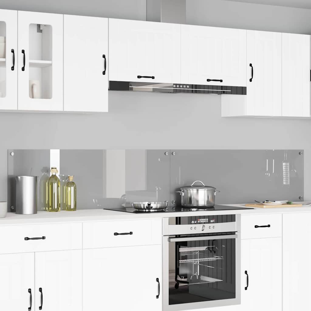 Kitchen Backsplash 70 x 40 cm Tempered Glass 2 pcs Light Grey 120 cm