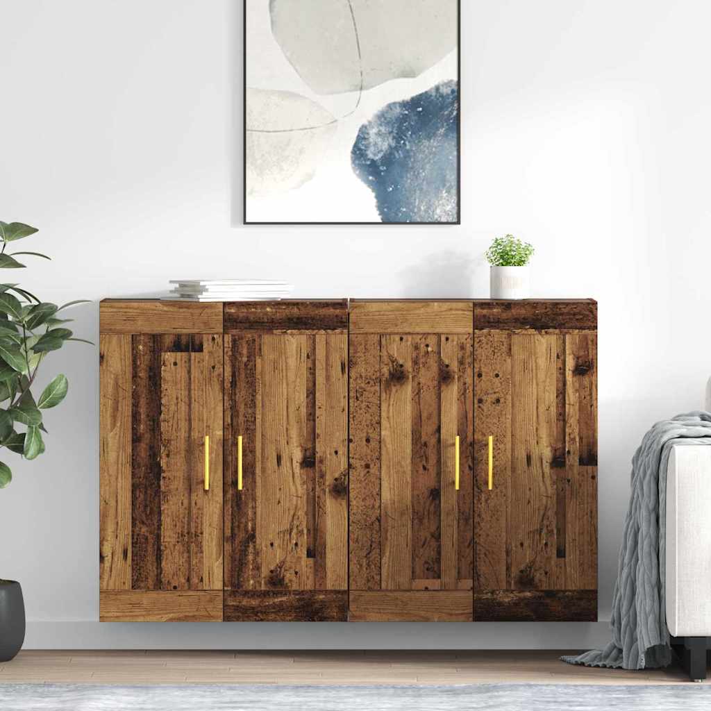 Wall Mounted Cabinets 2 pcs Engineered Wood Tube Gold Old wood
