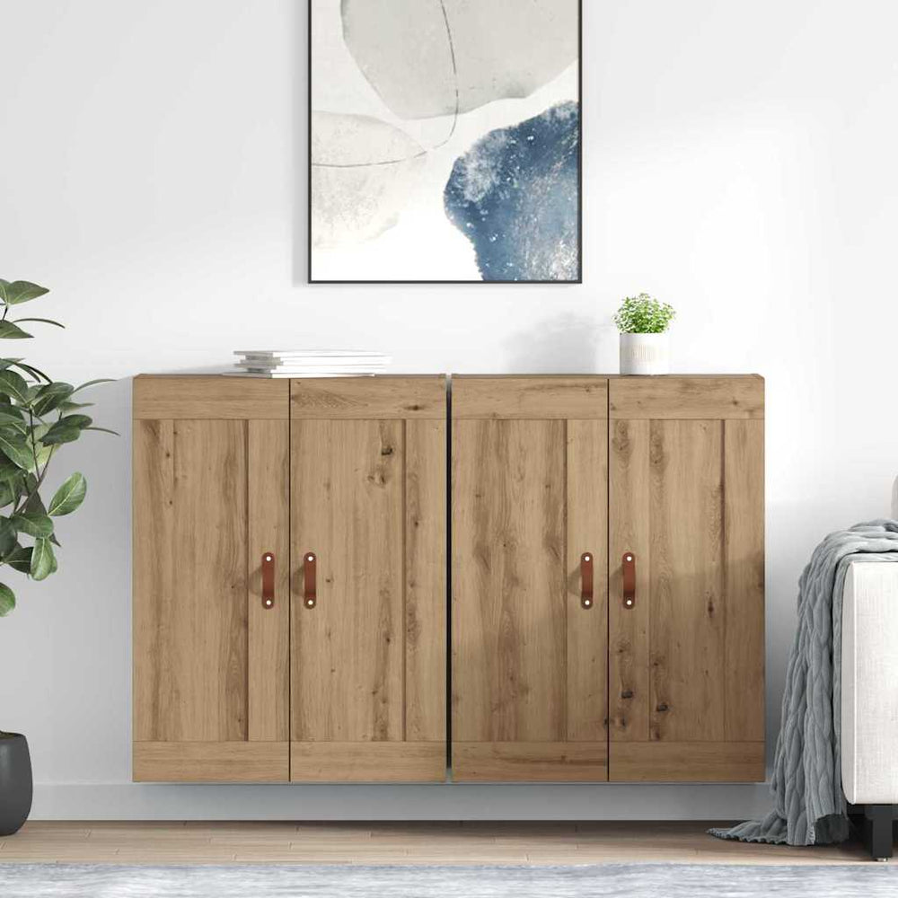 vidaXL Wall Mounted Cabinets 2 pcs Engineered Wood Leather