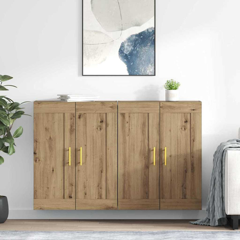 vidaXL Wall Mounted Cabinets 2 pcs Engineered Wood Tube Gold