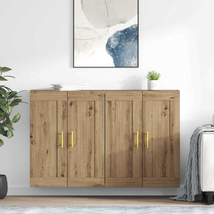 Wall Mounted Cabinets 2 pcs Engineered Wood Tube Gold Artisan oak