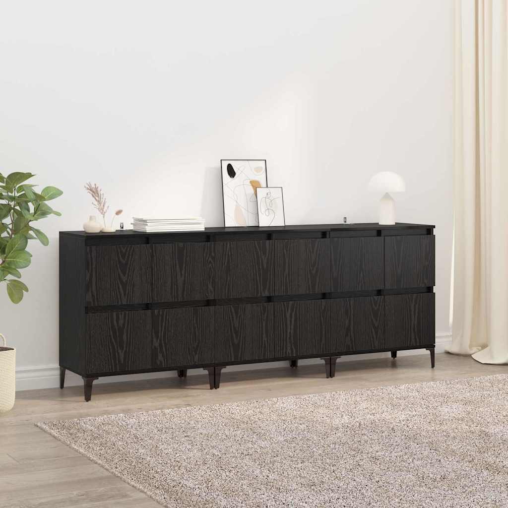 Sideboards 60x35x70 cm Engineered Wood 3 pcs Black oak