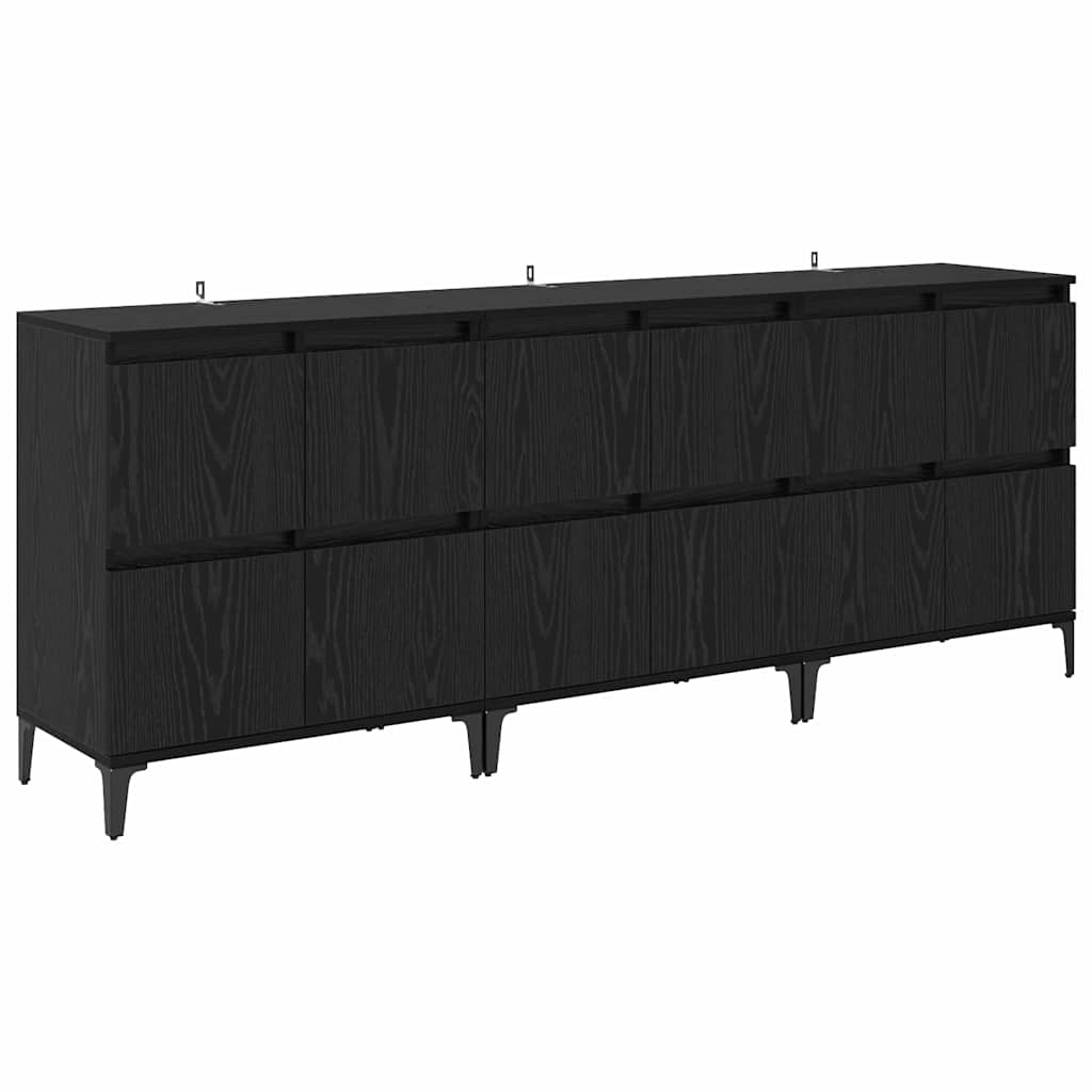 Sideboards 60x35x70 cm Engineered Wood 3 pcs Black oak