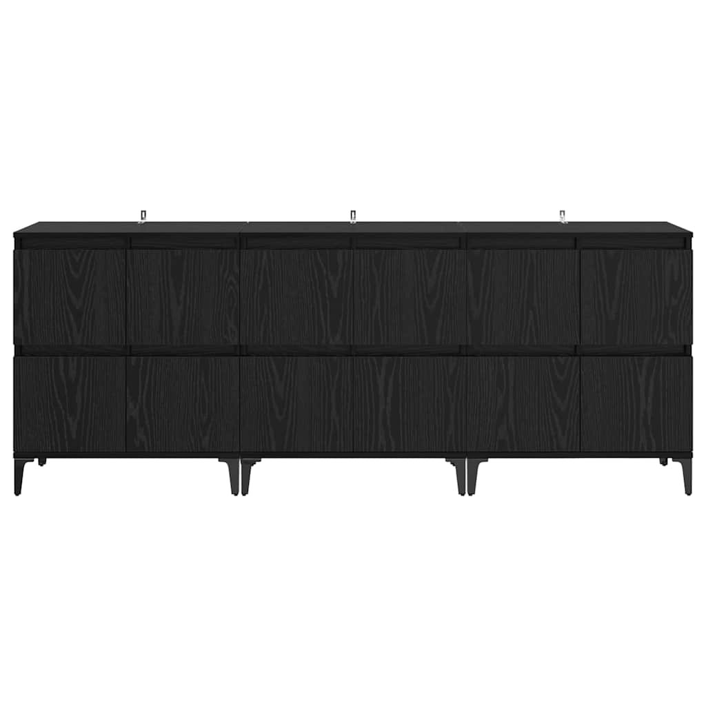 Sideboards 60x35x70 cm Engineered Wood 3 pcs Black oak
