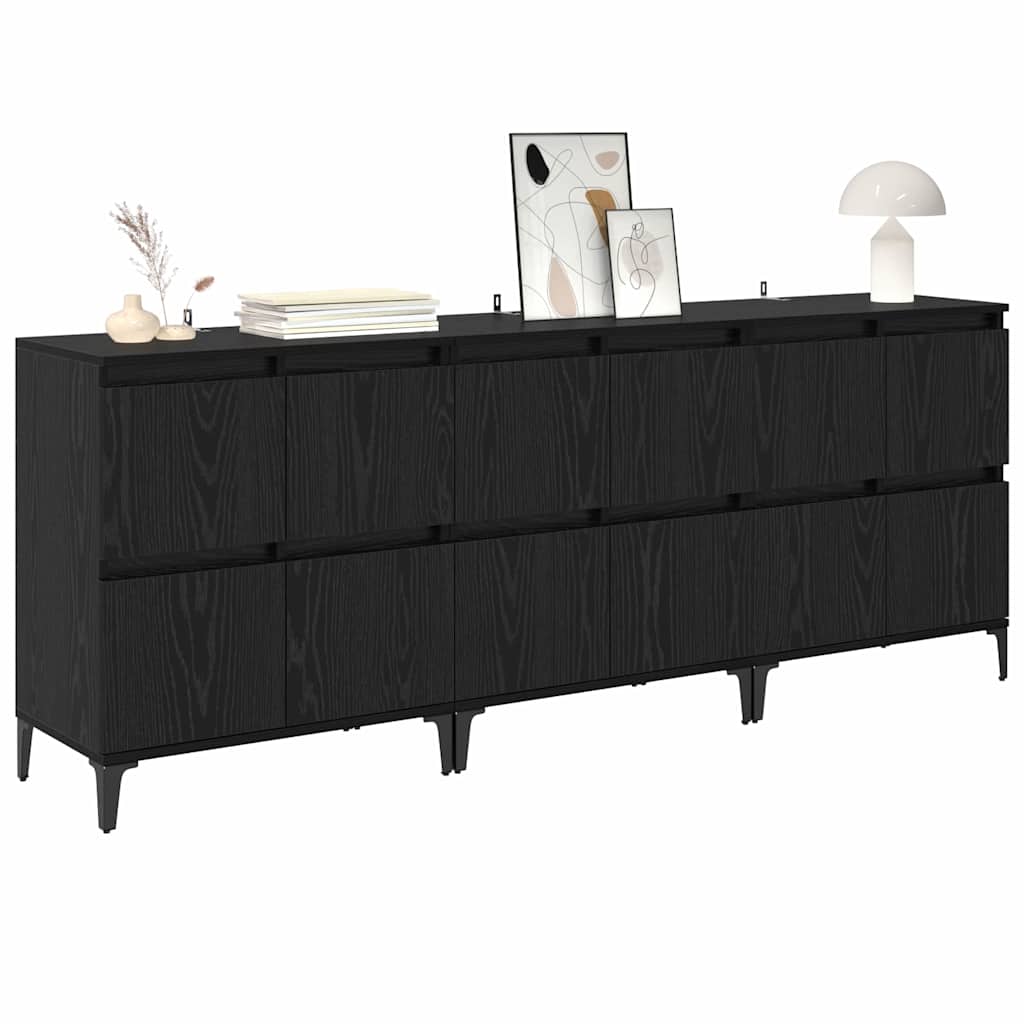 Sideboards 60x35x70 cm Engineered Wood 3 pcs Black oak