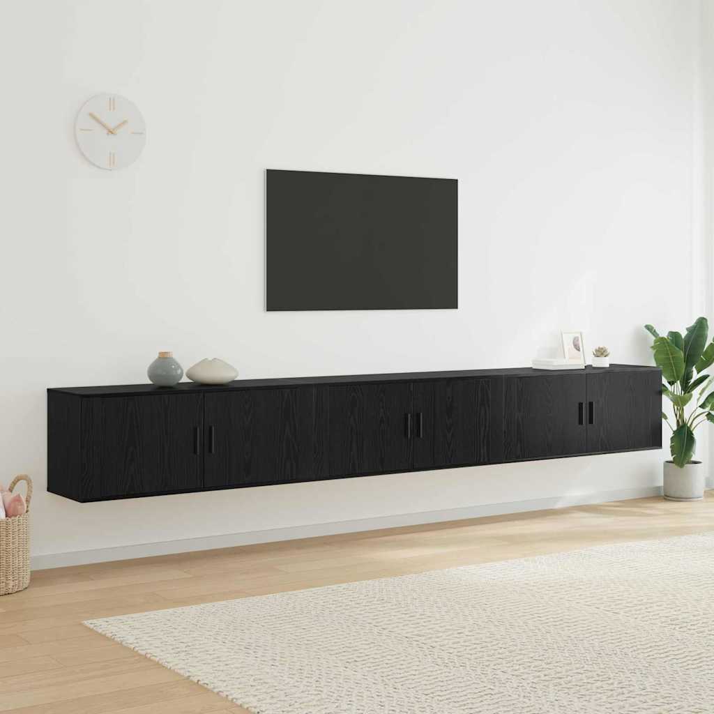 Wall-mounted TV Cabinet Set 100x34.5x40 cm 3 pcs Black oak