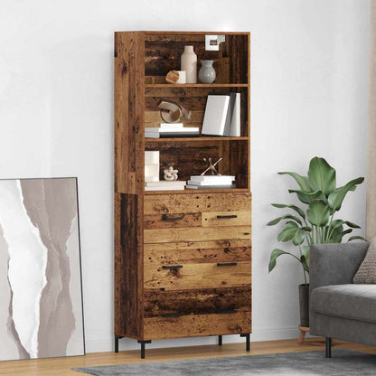 Highboard 69.5x34x180 cm Engineered Wood 3 Drawers Old wood