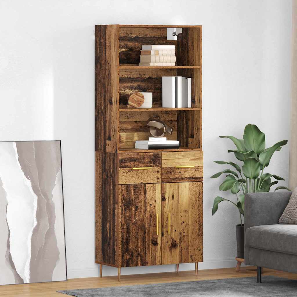 Highboard 69.5x34x180 cm Engineered Wood 2 Doors 2 Drawers Old wood