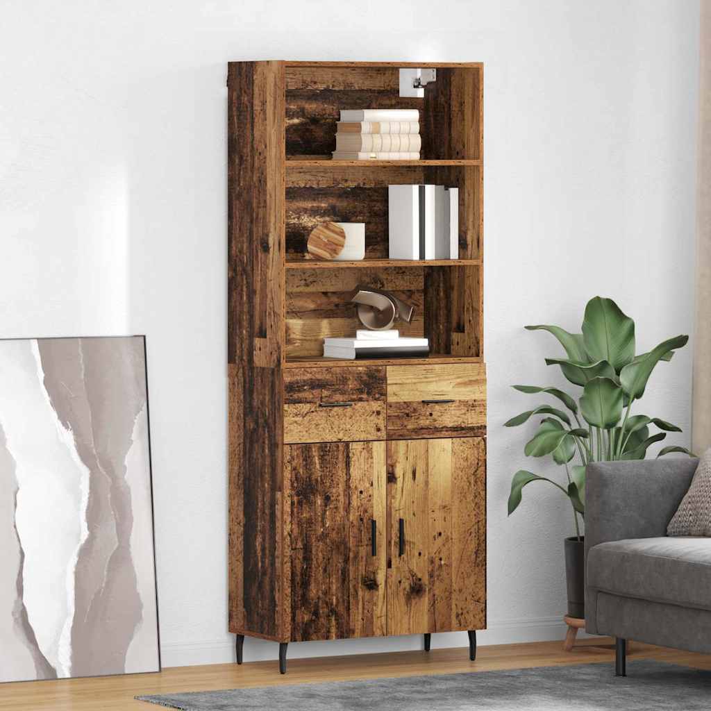 Highboard 69.5x34x180 cm Engineered Wood 2 Doors 2 Drawers Old wood