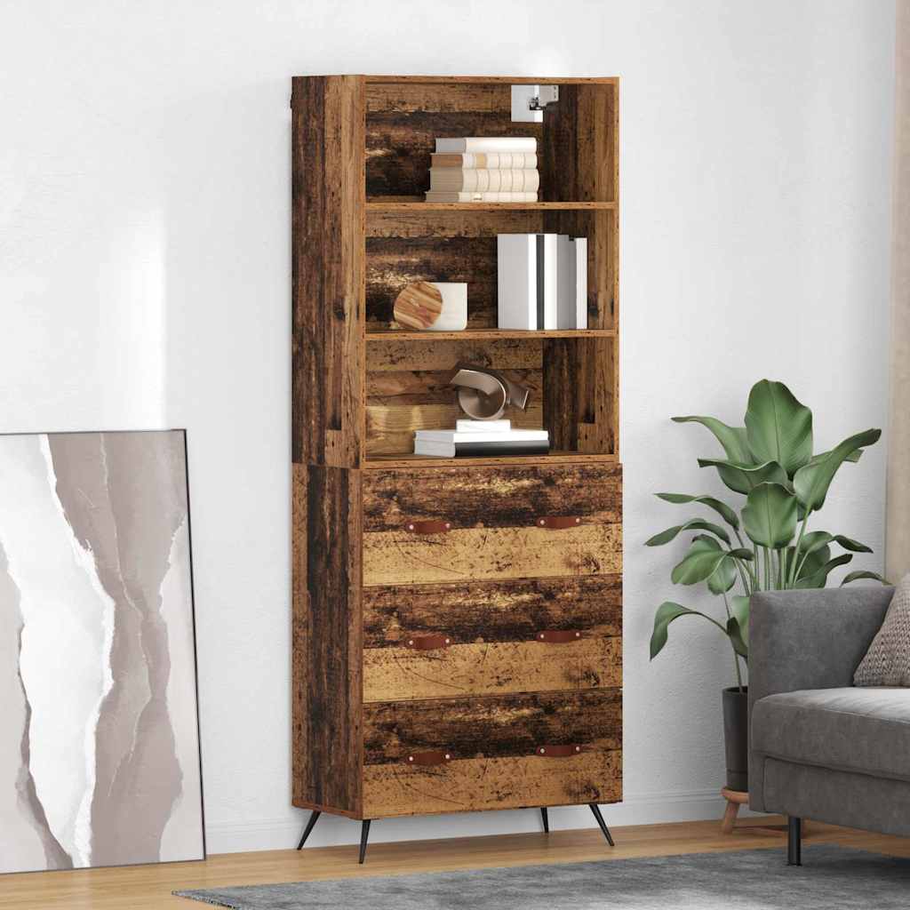Highboard 69.5x34x180 cm Engineered Wood 3 Drawers Old wood