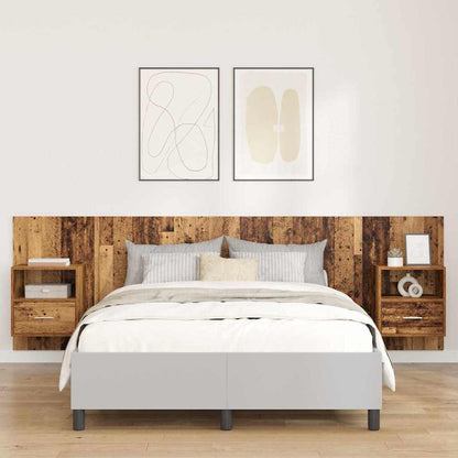 Bed Headboard with Cabinets Engineered Wood One Drawer and One Shelf Old wood