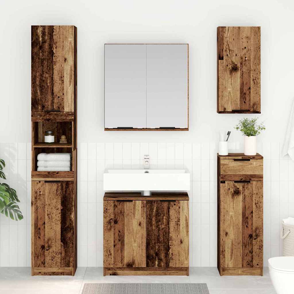 2 Piece Bathroom Cabinet Set Engineered Wood Old wood