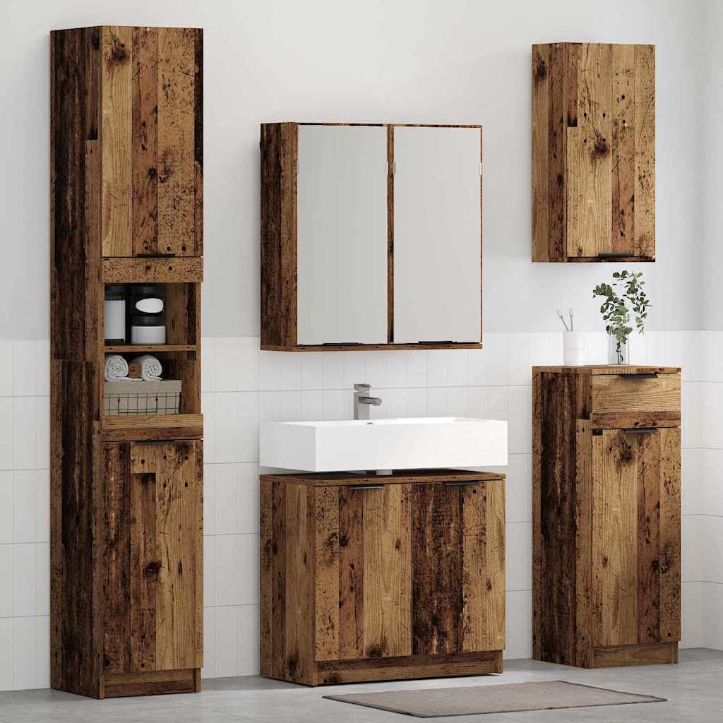 2 Piece Bathroom Cabinet Set Engineered Wood Old wood