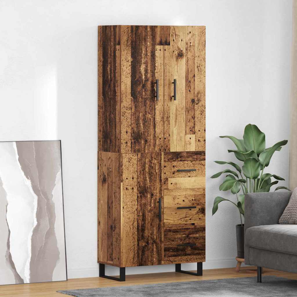 Highboard 69.5x34x180 cm Engineered Wood 1 Door 3 Drawers Old wood