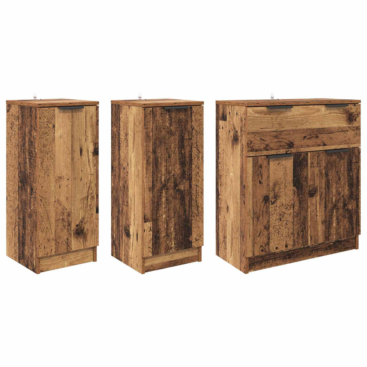 Sideboards 3 pcs Engineered Wood Old wood