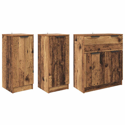 Sideboards 3 pcs Engineered Wood Old wood