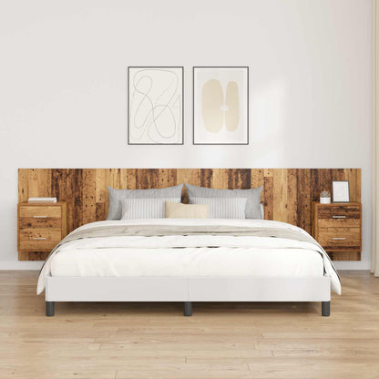 Bed Headboard with Cabinets Engineered Wood Two Drawers Old wood