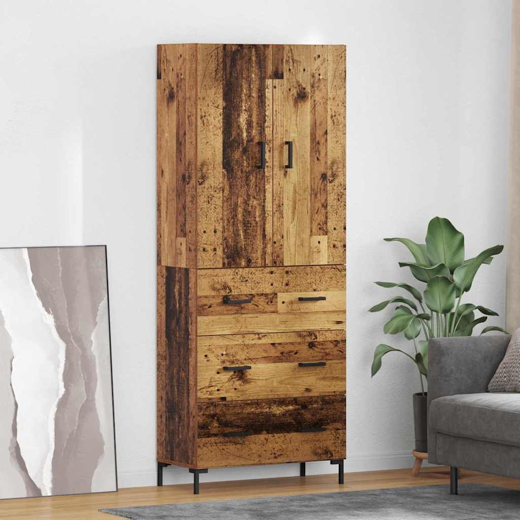 Highboard 69.5x34x180 cm Engineered Wood 3 Drawers Old wood