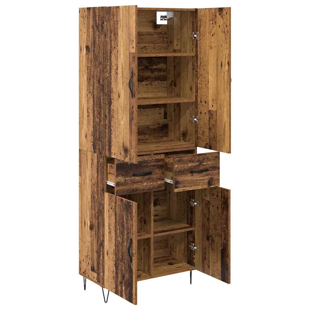 Highboard 69.5x34x180 cm Engineered Wood 2 Doors 2 Drawers Old wood