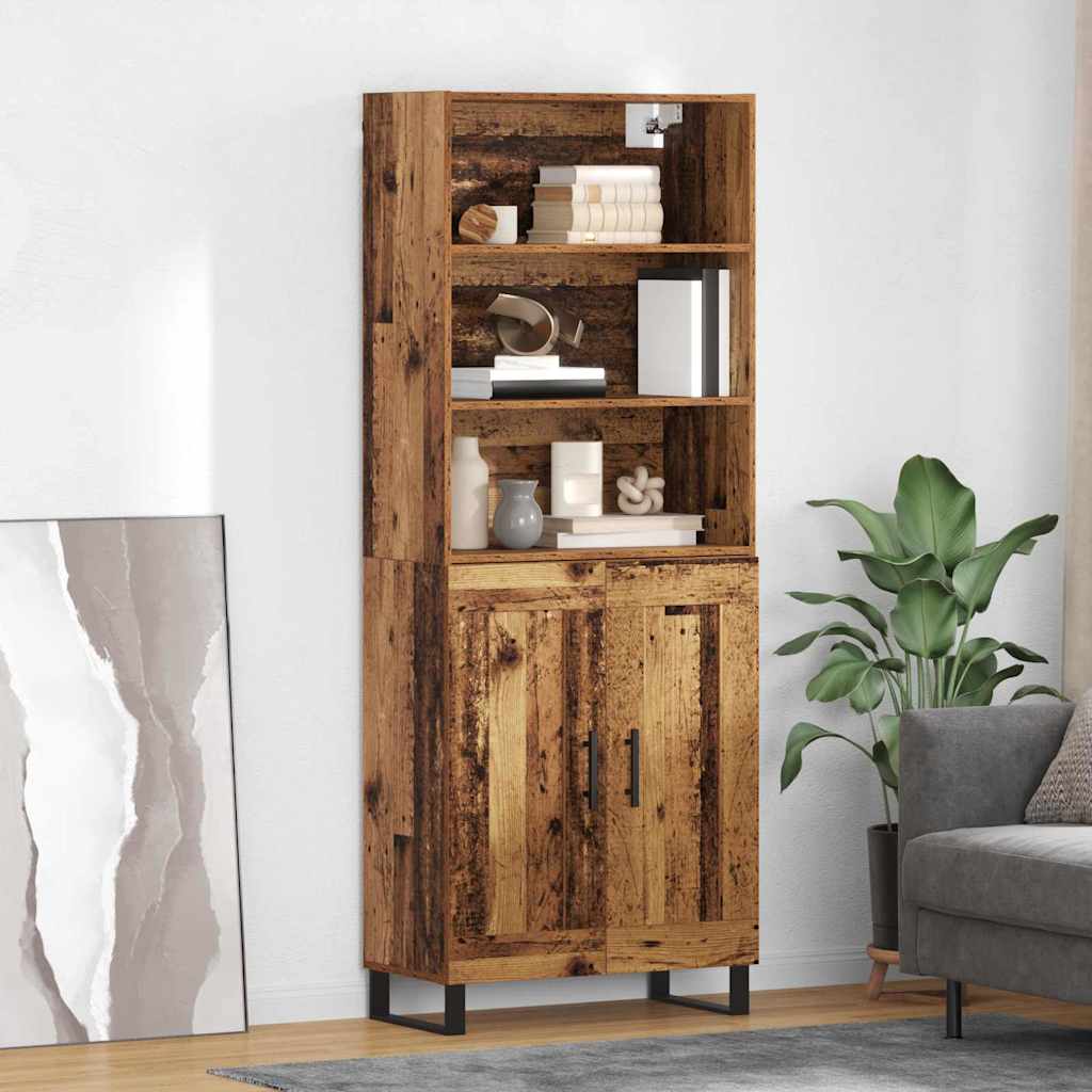 Highboard 69.5x34x180 cm Engineered Wood 2 Wood Doors Old wood