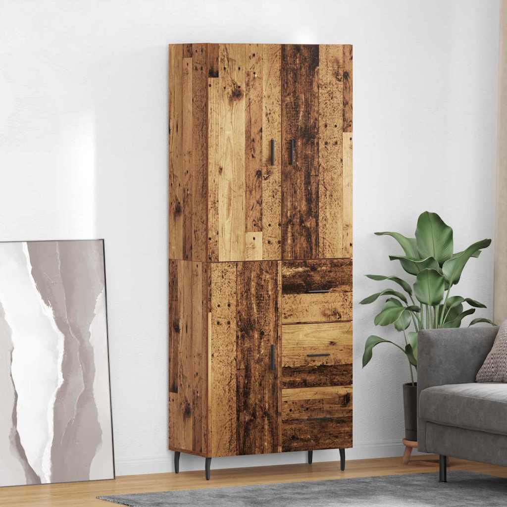 Highboard 69.5x34x180 cm Engineered Wood 1 Door 3 Drawers Old wood