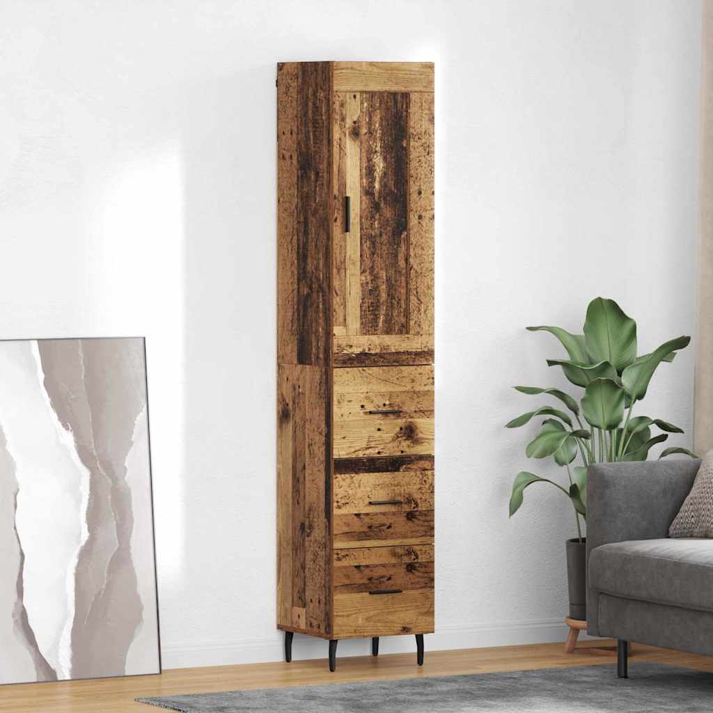 Highboard 34.5x34x180 cm Engineered Wood 3 Drawers Old wood