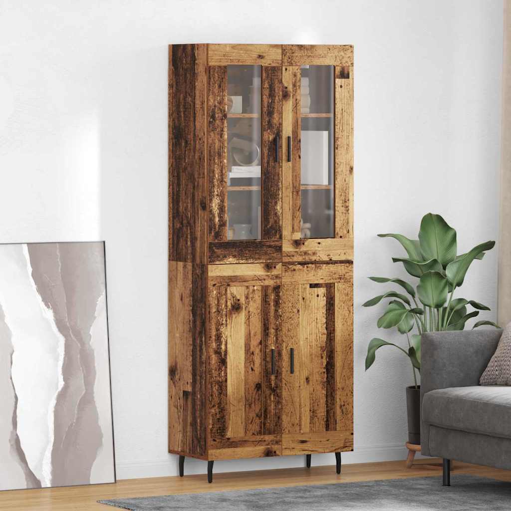 Highboard 69.5x34x180 cm Engineered Wood 2 Wood Doors Old wood