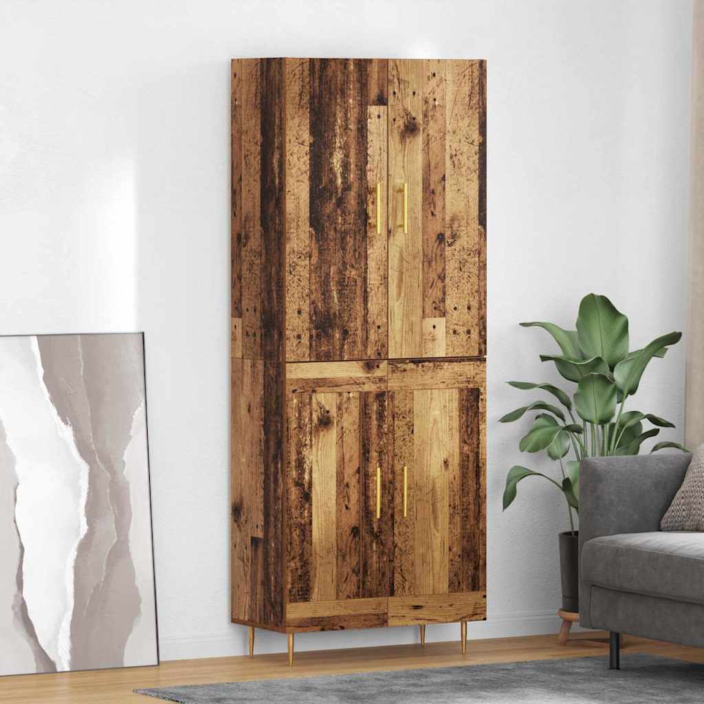 Highboard 69.5x34x180 cm Engineered Wood 2 Wood Doors Old wood