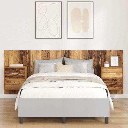 Bed Headboard with Cabinets Engineered Wood Two Drawers Old wood