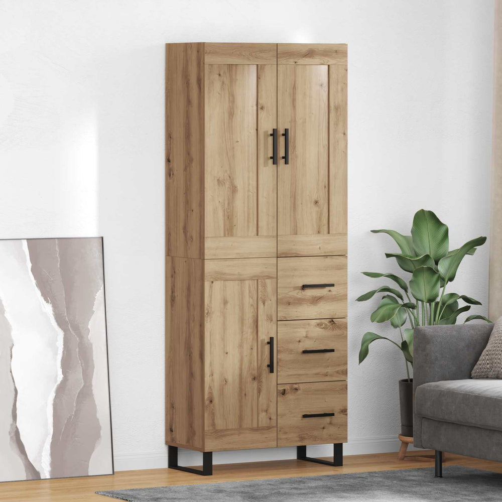 vidaXL Highboard 69.5x34x180 cm Engineered Wood 1 Wood Door 3 Drawers