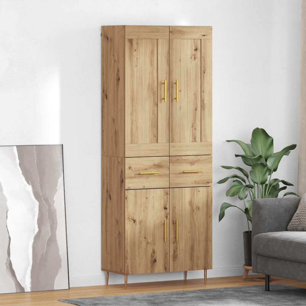 Highboard 69.5x34x180 cm Engineered Wood 2 Doors 2 Drawers Artisan oak