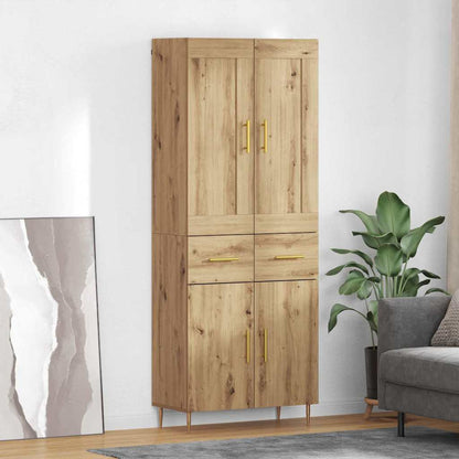 Highboard 69.5x34x180 cm Engineered Wood 2 Doors 2 Drawers Artisan oak