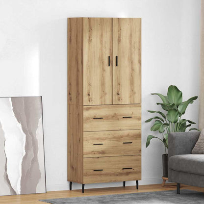 Highboard 69.5x34x180 cm Engineered Wood 3 Drawers Artisan oak