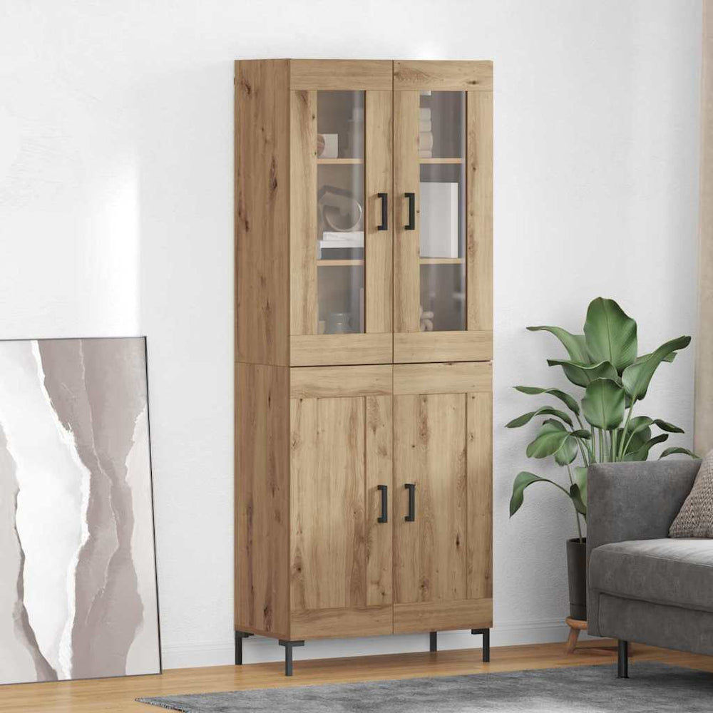 vidaXL Highboard 69.5x34x180 cm Engineered Wood 2 Wood Doors
