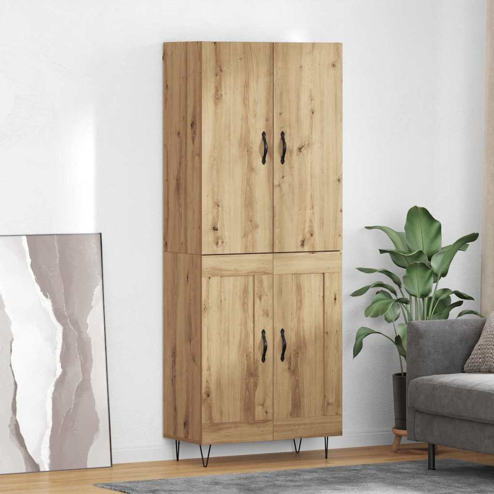 vidaXL Highboard 69.5x34x180 cm Engineered Wood 2 Wood Doors