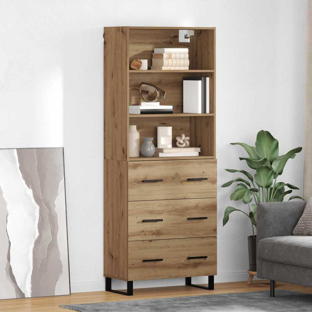 vidaXL Highboard 69.5x34x180 cm Engineered Wood 3 Drawers
